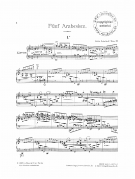 Fünf Arabesken op. 29 für Klavier