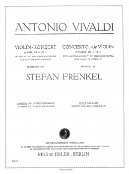 Konzert B-Dur op. 4 Nr. 1 für Violine, Streichorchester und Klavier (Stimmen kplt.)