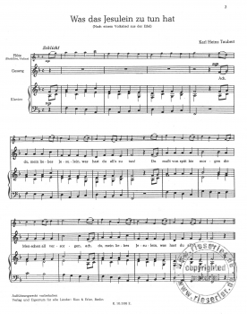 Vom Himmel zur Erde -Drei volkstümliche Lieder für eine Singstimme und Klavier (mit Flöte, Blockflöte oder Violine ad lib.)-