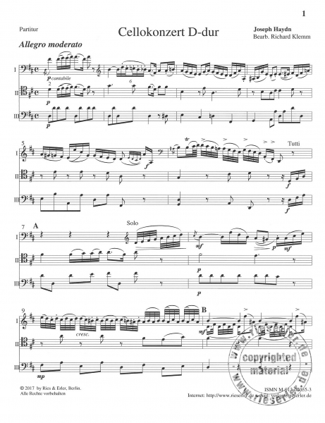 Cellokonzert D-Dur für drei Violoncelli