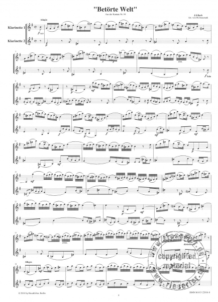 Kantaten-Arien bearbeitet für 2 Klarinetten - Band III