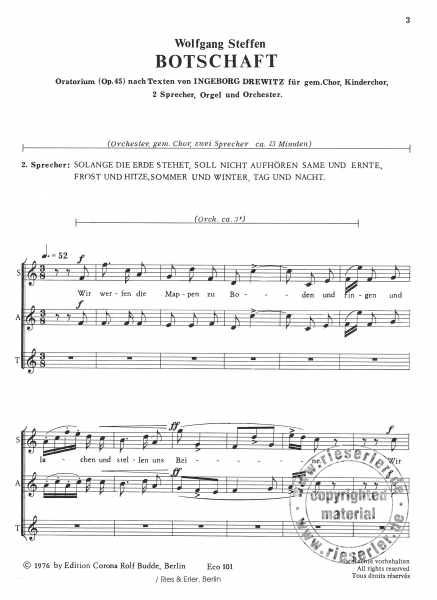 Botschaft op. 45 - Oratorium für Kinderchor (ChP)