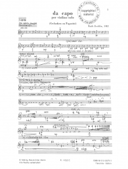 Da capo -Gedanken zu Paganini- für Violine solo (pdf-Download)