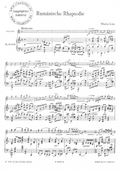 Rumänische Rhapsodie für Violine und Klavier (pdf-Download)