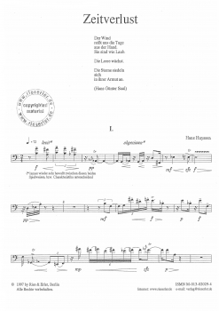 Zeitverlust für Violoncello solo (pdf-Download)