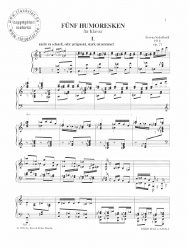 Fünf Humoresken op. 27 für Klavier (pdf-Download)
