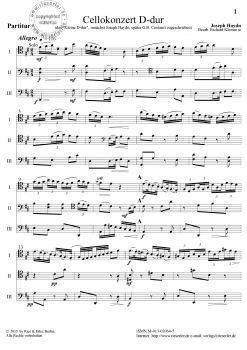 Cellokonzert D-Dur für 3 Celli eingerichtet und mit Kadenz versehen (pdf-Download)