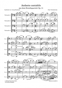 Andante Cantabile aus dem Streichquartett op. 11 bearbeitet für vier Violoncelli