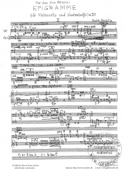 Epigramme für Violoncello und Kontrabass
