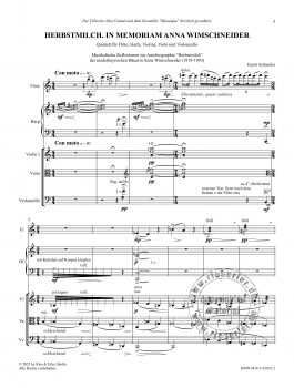 Preview: Herbstmilch. In Memoriam Anna Winschneider für Flöte, Harfe, Violine, Viola, Violoncello