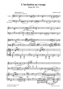 Preview: L'invitation au voyage - Tango für Trio (Violine, Fagott/Baritonsaxophon, Klavier)