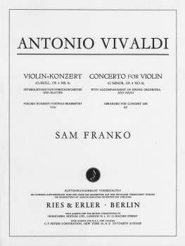 Konzert g-Moll op. 4 Nr. 6 für Violine, Streichorchester und Klavier (Partitur)