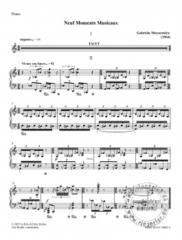 Neuf Moments Musicaux für Klavier und Streichensemble (1964) (Stimmen-Set)