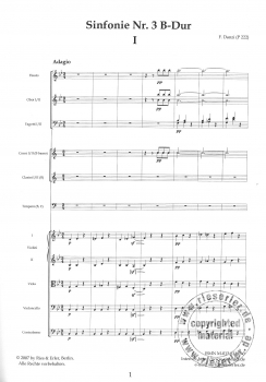 Sinfonie Nr. 3 B-Dur (P222) für Orchester