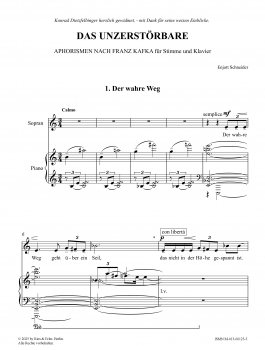 DAS UNZERSTÖRBARE – Aphorismen nach Franz Kafka (für Stimme und Klavier)