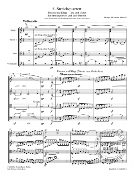 5. Streichquartett - Passion und Klage - Tanz und Gebet für Streichquartett und Bass-Bariton