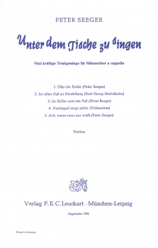 Unter dem Tische zu singen - Partitur