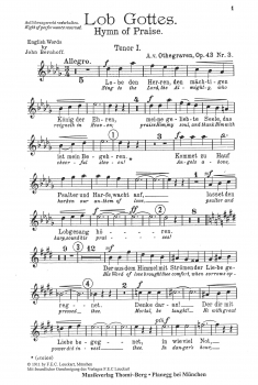 Lob Gottes "Lobe den Herren, den mächtigen König der Ehren" (Chorstimme)