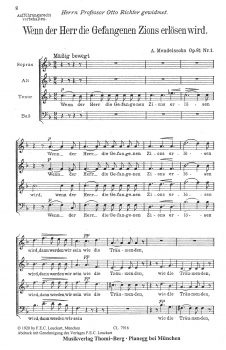Drei Motetten: Wenn der Herr die Gefangenen Zions erlösen wird op. 81/1