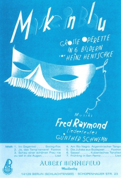 Maske in Blau (große Operette in 6 Bildern von Heinz Hentschke) Klavierheft