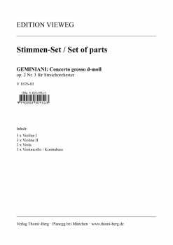 Concerto grosso d-moll op. 2 Nr. 3 für Streichorchester und Continuo (Stimmen-Set)