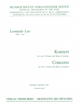 Konzert für vier Violinen und Basso Continuo in D-Dur ( Partitur mit Stimmensatz)