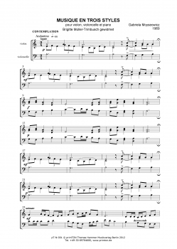 Musique en trois styles pour violon, violoncelle et piano