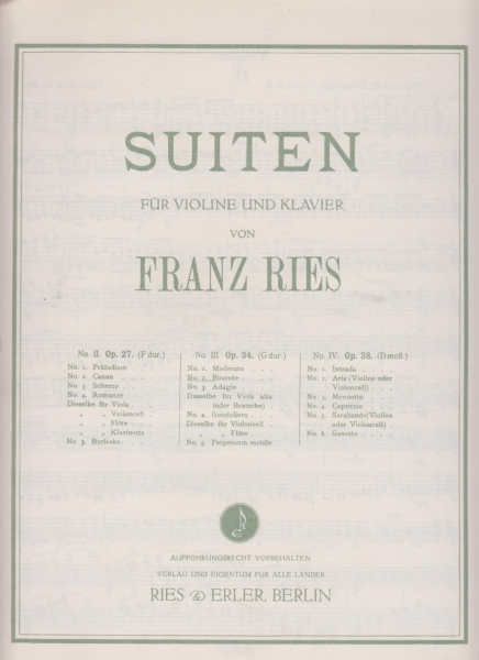 Bourrée Nr. 2 für Violine und Klavier (aus Suite Nr. III op. 34)