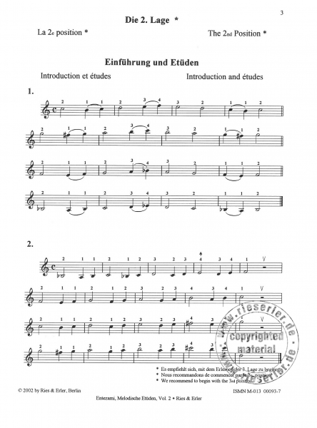 Melodische Etüden Vol. 2 für Violine (2.|3. Lage)