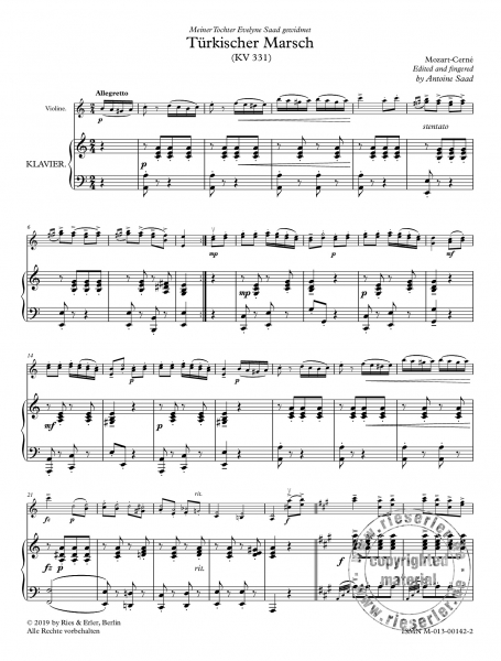 4 Arrangements für Violine und Klavier (pdf-Download)