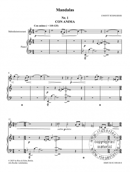 Mandalas für Violine oder andere Melodieinstrumente und Klavier / Tasteninstrumente