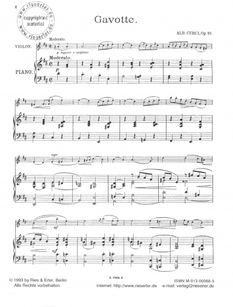 Gavotte op. 10 für Violine und Klavier (pdf-Download)