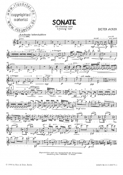 Sonate for solo violin (pdf-Download)