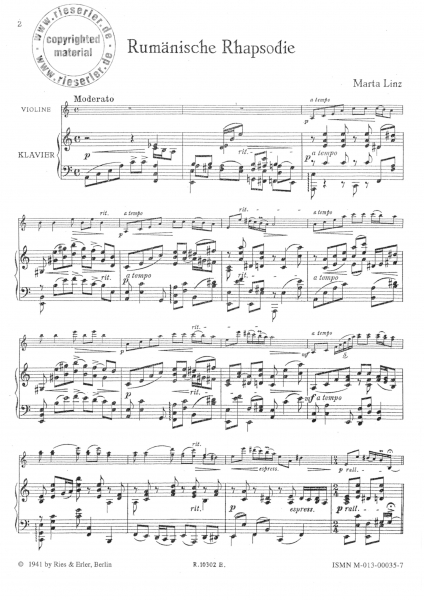 Rumänische Rhapsodie für Violine und Klavier