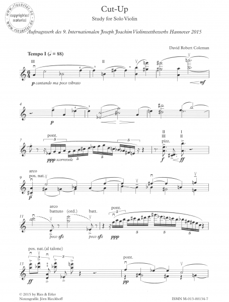 Cut-Up - Study for Violin solo (pdf-Download)