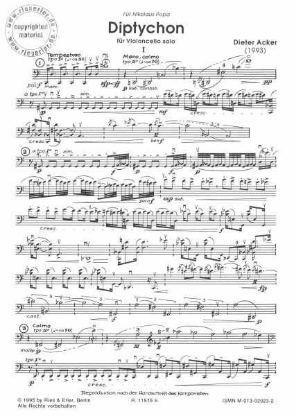 Diptychon für Violoncello solo (pdf-Download)