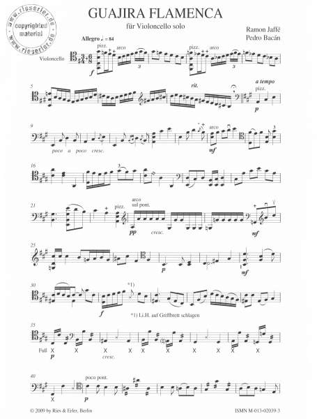 Guajira für Violoncello solo (pdf-Download)