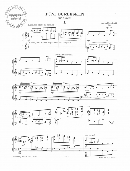Fünf Burlesken op. 23 für Klavier (pdf-Download)