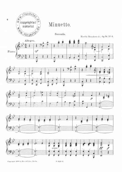 Minuetto aus op. 56 für Klavier -Sonderanfertigung- (pdf-Download)