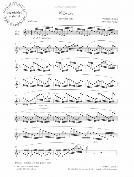 Chopin für Flöte solo (pdf-Download)