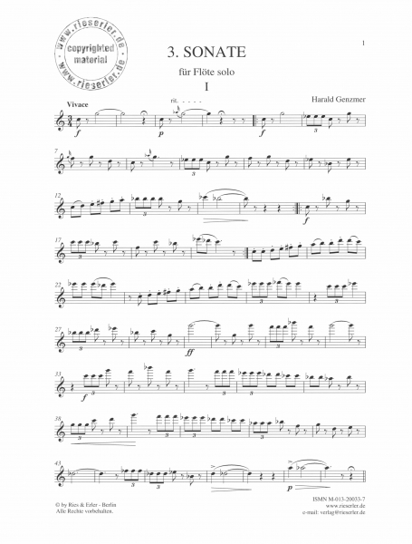 Dritte Sonate für Flöte solo GeWV 210 (pdf-Download)