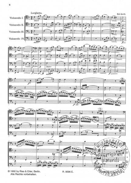 Larghetto F-Dur für 4 Violoncelli