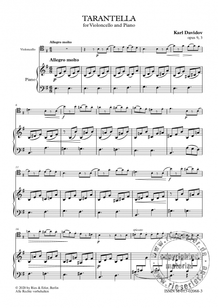 Tarantella für Violoncello und Klavier