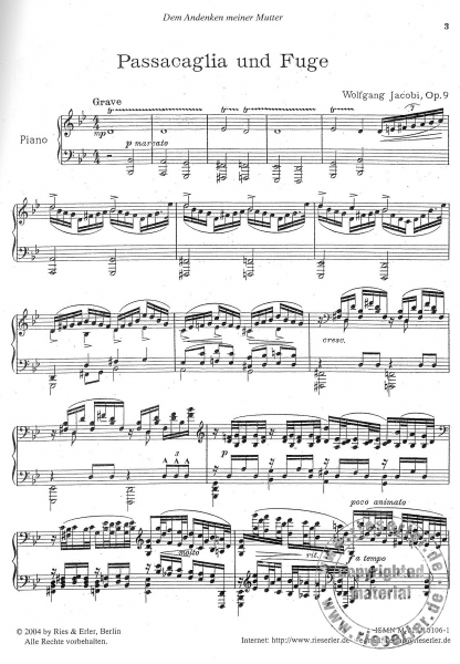 Passacaglia und Fuge op. 9 für Klavier
