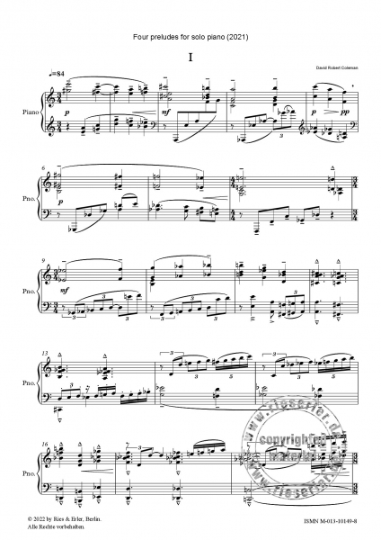 Four Preludes for solo piano (2021)