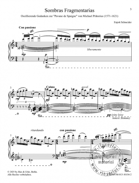Sombras Fragmentarias für Klavier solo