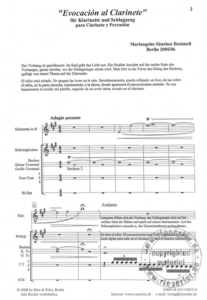 Evocación al Clarinette für Klarinette und Schlagzeug