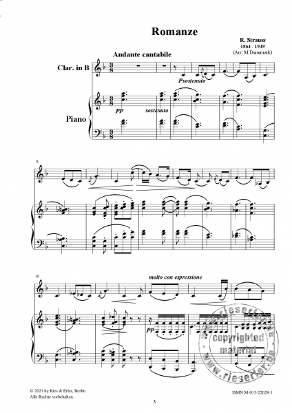 Romanze für Klarinette und Klavier
