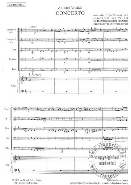 Concerto für Blechbläserquintett und Orgel