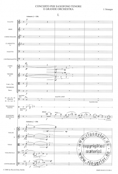 Konzert in C für Tenorsaxophon und großes Orchester